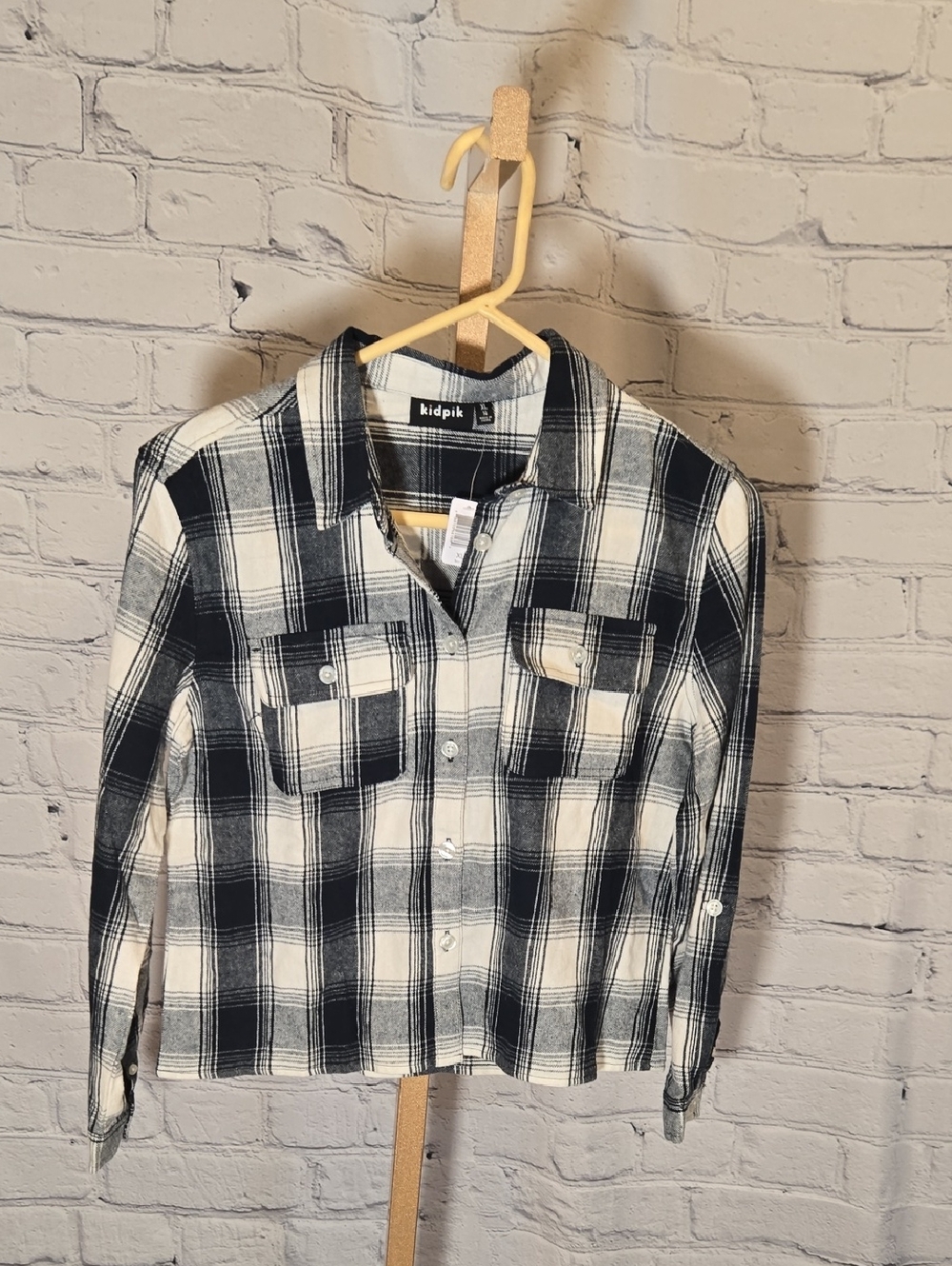 kidpik Black and White Plaid Button-Down Shirt